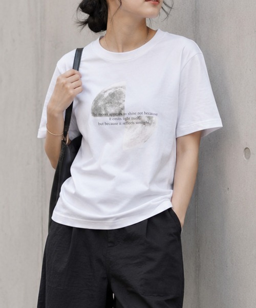 NYLAUS(ナイラス)の「【限定展開】ムーン デザイン Tシャツ プリントTシャツ 半袖 月 ユニセックス(Tシャツ/カットソー・メンズ・ホワイト系その他/ブラック系その他2/ホワイト系その他3/ホワイト系その他2/ブラック系その他3/ホワイト/ブラック系その他/ブラック・M)」の4枚目の写真