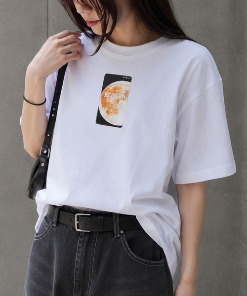 NYLAUS(ナイラス)の「【限定展開】ムーン デザイン Tシャツ プリントTシャツ 半袖 月 ユニセックス(Tシャツ/カットソー・メンズ・ホワイト系その他/ブラック系その他2/ホワイト系その他3/ホワイト系その他2/ブラック系その他3/ホワイト/ブラック系その他/ブラック・M)」の11枚目の写真
