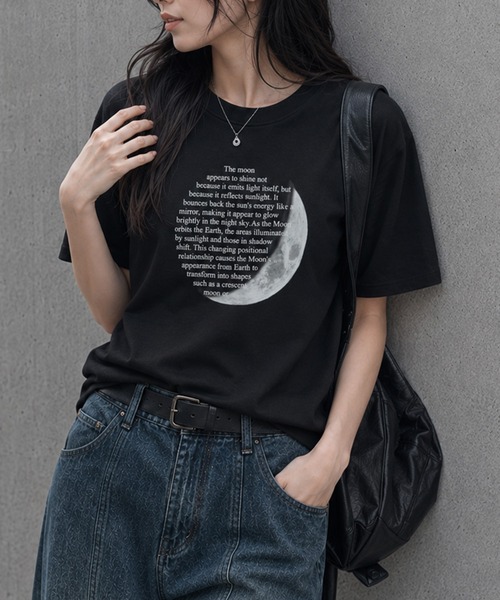 NYLAUS(ナイラス)の「【限定展開】ムーン デザイン Tシャツ プリントTシャツ 半袖 月 ユニセックス(Tシャツ/カットソー・メンズ・ホワイト系その他/ブラック系その他2/ホワイト系その他3/ホワイト系その他2/ブラック系その他3/ホワイト/ブラック系その他/ブラック・M)」の12枚目の写真