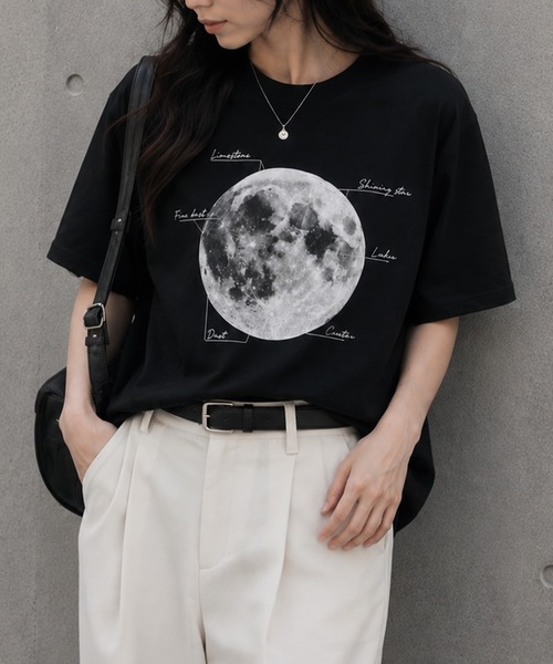 NYLAUS(ナイラス)の「【限定展開】ムーン デザイン Tシャツ プリントTシャツ 半袖 月 ユニセックス(Tシャツ/カットソー・メンズ・ホワイト系その他/ブラック系その他2/ホワイト系その他3/ホワイト系その他2/ブラック系その他3/ホワイト/ブラック系その他/ブラック・M)」の13枚目の写真