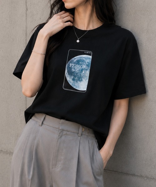 NYLAUS(ナイラス)の「【限定展開】ムーン デザイン Tシャツ プリントTシャツ 半袖 月 ユニセックス(Tシャツ/カットソー・メンズ・ホワイト系その他/ブラック系その他2/ホワイト系その他3/ホワイト系その他2/ブラック系その他3/ホワイト/ブラック系その他/ブラック・M)」の14枚目の写真