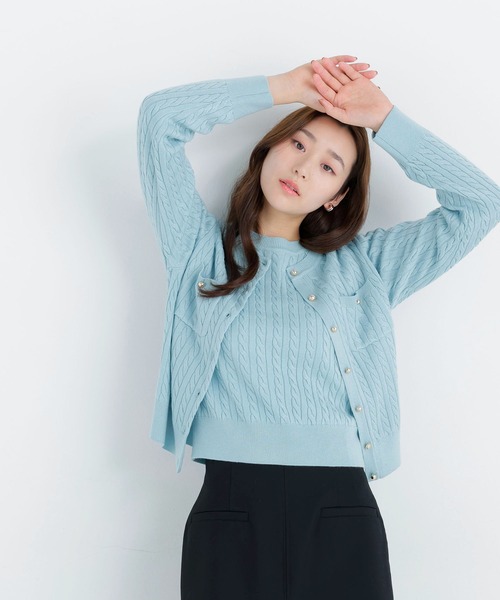 NATURAL BEAUTY BASIC(ナチュラルビューティーベーシック)の「<CanCam.jp掲載>ミニケーブルアンサンブル(アンサンブル・レディース・バーガンディー/ミント/ネイビー/チャコールグレー・FREE)」の18枚目の写真
