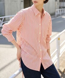 ストライプサイドドロストシャツ