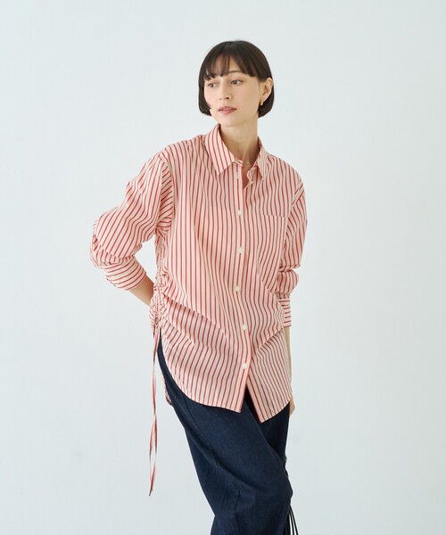 Rouge vif Anna(ルージュヴィフアンナ)の「ストライプサイドドロストシャツ(シャツ/ブラウス・レディース・ブラウン/レッド・フリー)」の7枚目の写真