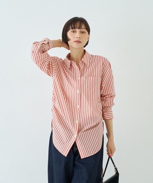Rouge vif Anna(ルージュヴィフアンナ)の「ストライプサイドドロストシャツ(シャツ/ブラウス・レディース・ブラウン/レッド・フリー)」の8枚目の写真