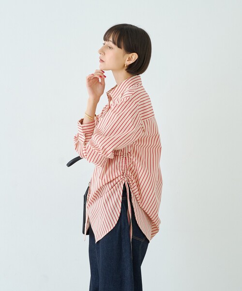 Rouge vif Anna(ルージュヴィフアンナ)の「ストライプサイドドロストシャツ(シャツ/ブラウス・レディース・ブラウン/レッド・フリー)」の10枚目の写真