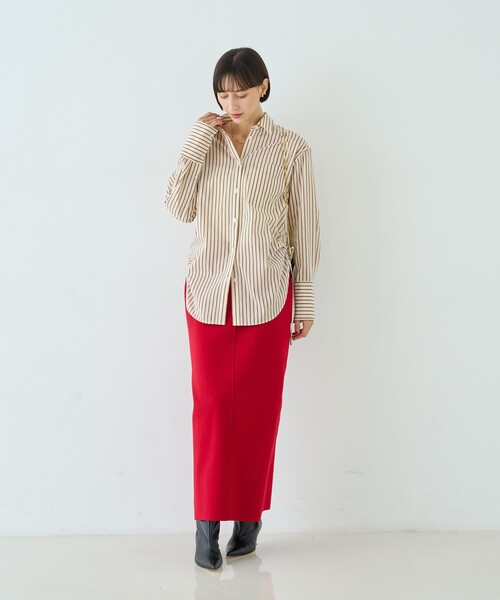 Rouge vif Anna(ルージュヴィフアンナ)の「ストライプサイドドロストシャツ(シャツ/ブラウス・レディース・ブラウン/レッド・フリー)」の14枚目の写真