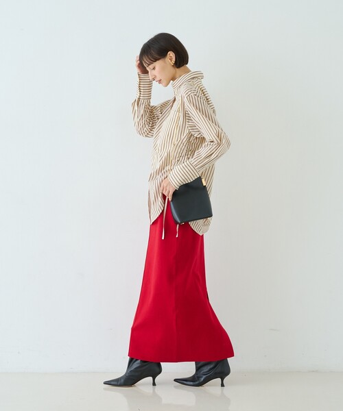 Rouge vif Anna(ルージュヴィフアンナ)の「ストライプサイドドロストシャツ(シャツ/ブラウス・レディース・ブラウン/レッド・フリー)」の16枚目の写真