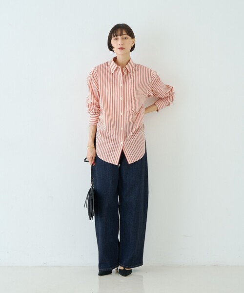 Rouge vif Anna(ルージュヴィフアンナ)の「ストライプサイドドロストシャツ(シャツ/ブラウス・レディース・ブラウン/レッド・フリー)」の18枚目の写真