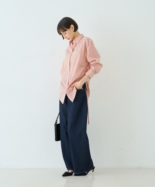 Rouge vif Anna(ルージュヴィフアンナ)の「ストライプサイドドロストシャツ(シャツ/ブラウス・レディース・ブラウン/レッド・フリー)」の19枚目の写真
