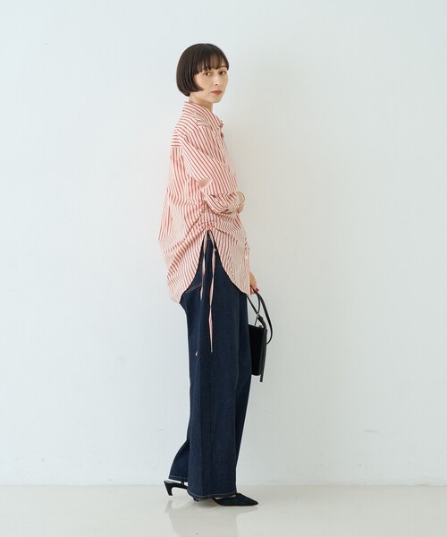 Rouge vif Anna(ルージュヴィフアンナ)の「ストライプサイドドロストシャツ(シャツ/ブラウス・レディース・ブラウン/レッド・フリー)」の21枚目の写真