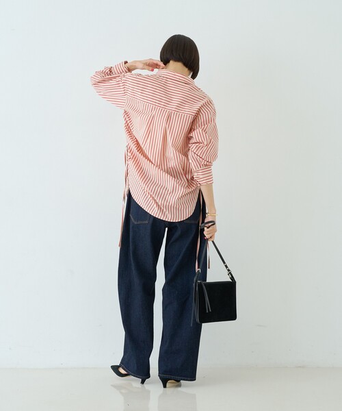 Rouge vif Anna(ルージュヴィフアンナ)の「ストライプサイドドロストシャツ(シャツ/ブラウス・レディース・ブラウン/レッド・フリー)」の22枚目の写真