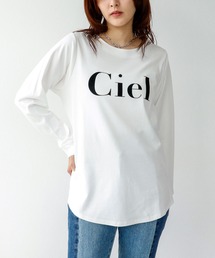 トリケアフロッキーロゴプリント長袖ロングTシャツ