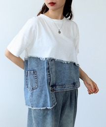 Cepica | アシメデニム切替えカットTシャツ(Tシャツ/カットソー)