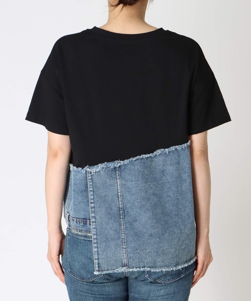 Cepica(セピカ)の「アシメデニム切替えカットTシャツ(Tシャツ/カットソー・レディース・ホワイト/ブラック・FREE)」の20枚目の写真