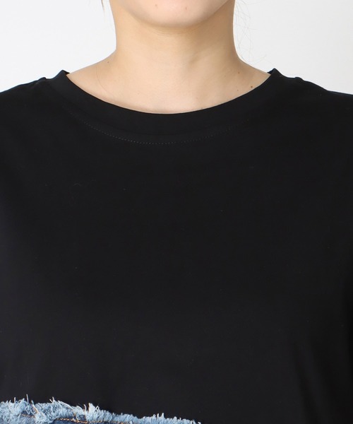 Cepica(セピカ)の「アシメデニム切替えカットTシャツ(Tシャツ/カットソー・レディース・ホワイト/ブラック・FREE)」の21枚目の写真