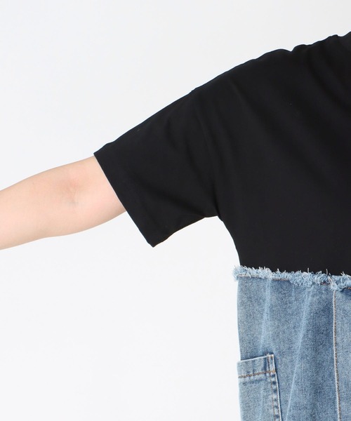 Cepica(セピカ)の「アシメデニム切替えカットTシャツ(Tシャツ/カットソー・レディース・ホワイト/ブラック・FREE)」の22枚目の写真