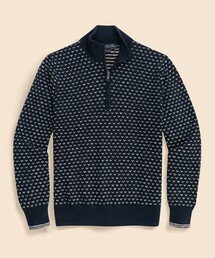 BROOKS BROTHERS | コットン ドット ハーフジップ モックネックセーター(ニット/セーター)