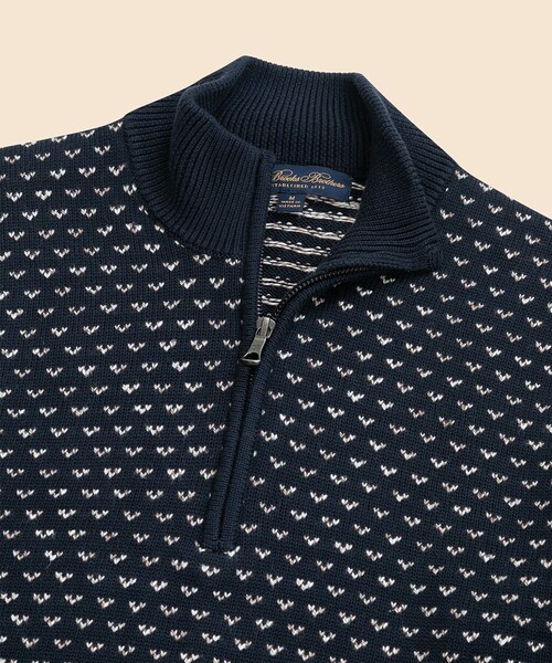 BROOKS BROTHERS(ブルックスブラザーズ)の「コットン ドット ハーフジップ モックネックセーター(ニット/セーター・メンズ・ネイビー・LARGE/MEDIUM/SMALL)」の3枚目の写真