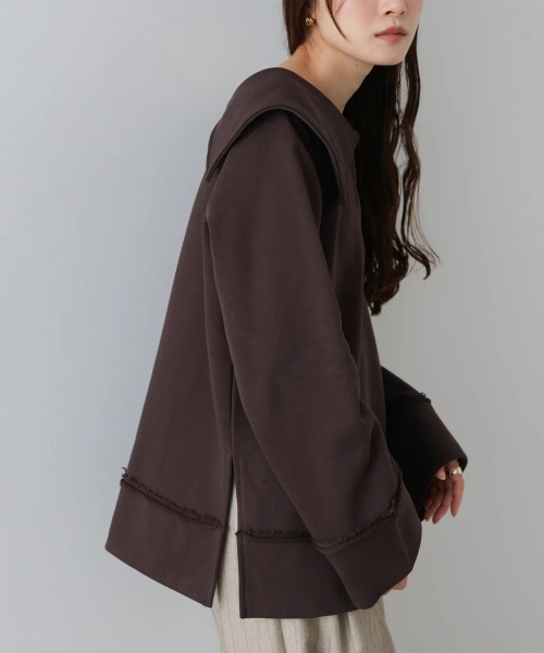 Bab(バブ)の「ビッグカラー2WAYスウェットトップス(その他トップス・レディース・ブラック/ブラウン/アイボリー/グレー系その他4・FREE)」の4枚目の写真