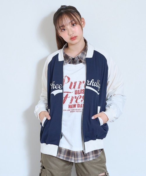LOVETOXIC(ラブトキシック)の「【ハイスペアウター】スタジャン(スタジャン・キッズ・ネイビー/ブラック・L:160cm/S:140cm/M:150cm)」の2枚目の写真