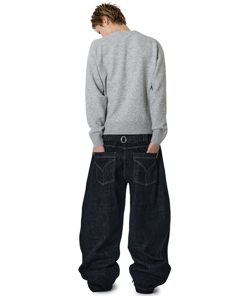 Openyard（オープンヤード）の「『Openyard/オープンヤード』OBLIQUE WIDE VOLUME PANTS/オブリークワイドボリュームパンツ（デニムパンツ・メンズ・インディゴブルー/ブラック・M/L/S）」の10枚目の写真