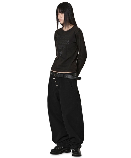 Openyard（オープンヤード）の「『Openyard/オープンヤード』OBLIQUE WIDE VOLUME PANTS/オブリークワイドボリュームパンツ（デニムパンツ・メンズ・インディゴブルー/ブラック・M/L/S）」の4枚目の写真