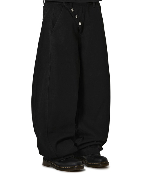 Openyard（オープンヤード）の「『Openyard/オープンヤード』OBLIQUE WIDE VOLUME PANTS/オブリークワイドボリュームパンツ（デニムパンツ・メンズ・インディゴブルー/ブラック・M/L/S）」の12枚目の写真