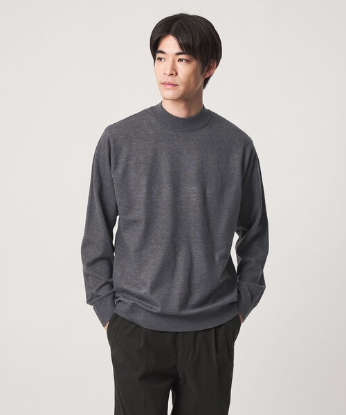 green label relaxing(グリーンレーベルリラクシング)の「【WEB限定】JUST fit ハイゲージ ジャケイン モックネック ニット(ニット/セーター・メンズ・ブラック/ダークグレー/ダークブラウン/オリーブ・S/M/XL/L)」の2枚目の写真