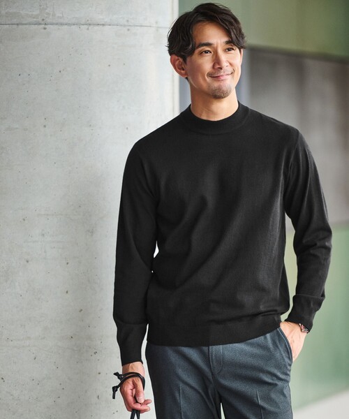 green label relaxing(グリーンレーベルリラクシング)の「【WEB限定】JUST fit ハイゲージ ジャケイン モックネック ニット(ニット/セーター・メンズ・ブラック/ダークグレー/ダークブラウン/オリーブ・S/M/XL/L)」の5枚目の写真