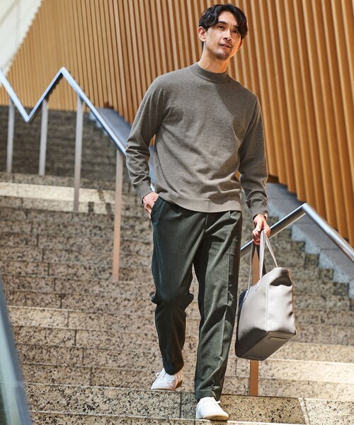 green label relaxing(グリーンレーベルリラクシング)の「【WEB限定】JUST fit ハイゲージ ジャケイン モックネック ニット(ニット/セーター・メンズ・ブラック/ダークグレー/ダークブラウン/オリーブ・S/M/XL/L)」の7枚目の写真