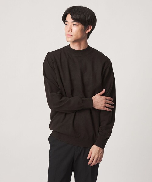 green label relaxing(グリーンレーベルリラクシング)の「【WEB限定】JUST fit ハイゲージ ジャケイン モックネック ニット(ニット/セーター・メンズ・ブラック/ダークグレー/ダークブラウン/オリーブ・S/M/XL/L)」の12枚目の写真