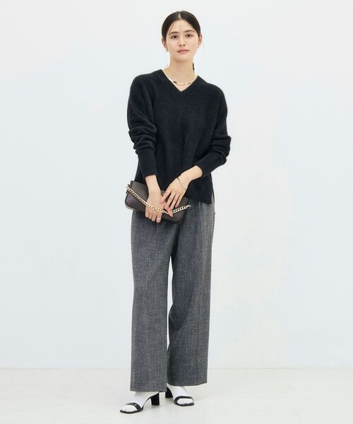 NOLLEY’S(ノーリーズ)の「《ストレッチ》ウォッシャブルネップツイードワイドパンツ(その他パンツ・レディース・ベージュ系その他/ブラック系その他・36/38)」の3枚目の写真