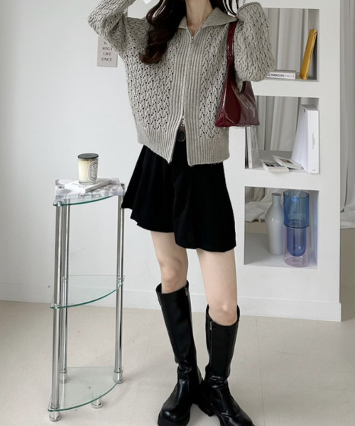 Ada.（エイダ）の「アイレットレース柄 ジップアップ ニット カーディガン（ニット/セーター・レディース・アイボリー/グレイッシュベージュ/ライトグレー・FREE）」の20枚目の写真