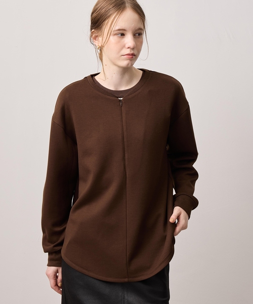 LE SOUK HOLIDAY(ルスークホリデー)の「ハーフジップカットプルオーバー(Tシャツ/カットソー・レディース・チャコールグレー/オフホワイト/ダークブラウン・L/M)」の3枚目の写真