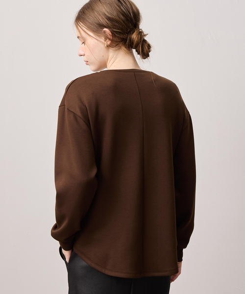 LE SOUK HOLIDAY(ルスークホリデー)の「ハーフジップカットプルオーバー(Tシャツ/カットソー・レディース・チャコールグレー/オフホワイト/ダークブラウン・L/M)」の4枚目の写真