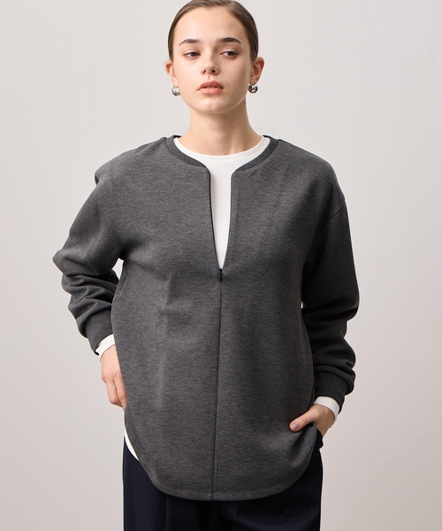 LE SOUK HOLIDAY(ルスークホリデー)の「ハーフジップカットプルオーバー(Tシャツ/カットソー・レディース・チャコールグレー/オフホワイト/ダークブラウン・L/M)」の5枚目の写真