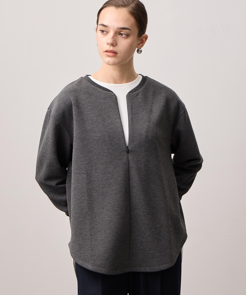 LE SOUK HOLIDAY(ルスークホリデー)の「ハーフジップカットプルオーバー(Tシャツ/カットソー・レディース・チャコールグレー/オフホワイト/ダークブラウン・L/M)」の6枚目の写真