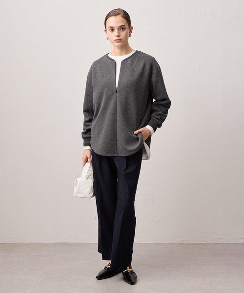 LE SOUK HOLIDAY(ルスークホリデー)の「ハーフジップカットプルオーバー(Tシャツ/カットソー・レディース・チャコールグレー/オフホワイト/ダークブラウン・L/M)」の15枚目の写真