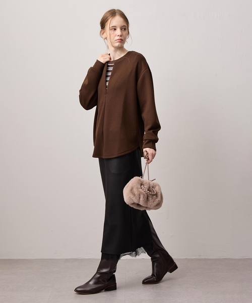 LE SOUK HOLIDAY(ルスークホリデー)の「ハーフジップカットプルオーバー(Tシャツ/カットソー・レディース・チャコールグレー/オフホワイト/ダークブラウン・L/M)」の16枚目の写真