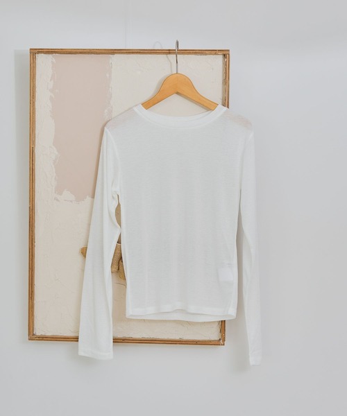mysty woman(ミスティウーマン)の「BASICシアークルーカット長袖 1091053(Tシャツ/カットソー・レディース・ライトイエロー/ブラック/ブラウン/オフホワイト・FREE)」の1枚目の写真