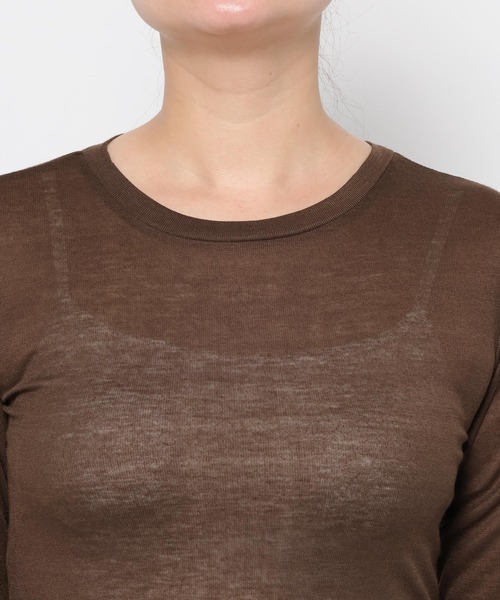 mysty woman(ミスティウーマン)の「BASICシアークルーカット長袖 1091053(Tシャツ/カットソー・レディース・ライトイエロー/ブラック/ブラウン/オフホワイト・FREE)」の9枚目の写真
