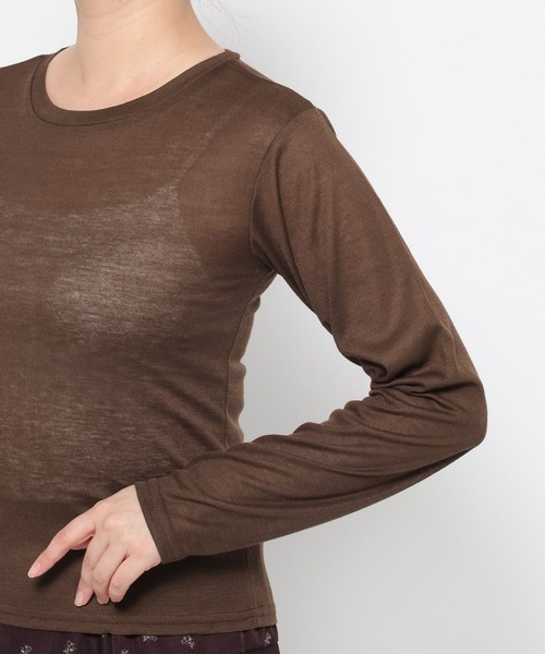 mysty woman(ミスティウーマン)の「BASICシアークルーカット長袖 1091053(Tシャツ/カットソー・レディース・ライトイエロー/ブラック/ブラウン/オフホワイト・FREE)」の10枚目の写真