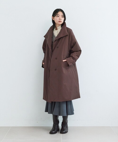 LOISIR(ロワズィール)の「リサイクルダウンハイネックロングコート(ダウンジャケット/コート・レディース・ブラウン/ダークネイビー・FREE)」の3枚目の写真