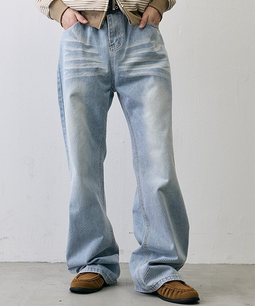 Shoowtime(ショウタイム)の「Vintage Faded Loose Straight Denim / ヴィンテージフェード ルーズストレートデニム(デニムパンツ・メンズ・グレー系/ライトブルー・LARGE/MEDIUM/X-LARGE/SMALL)」の3枚目の写真