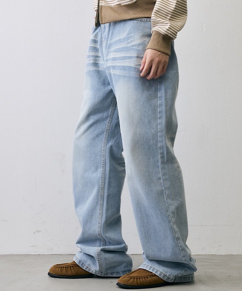 Shoowtime(ショウタイム)の「Vintage Faded Loose Straight Denim / ヴィンテージフェード ルーズストレートデニム(デニムパンツ・メンズ・グレー系/ライトブルー・LARGE/MEDIUM/X-LARGE/SMALL)」の4枚目の写真