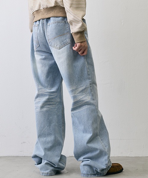 Shoowtime(ショウタイム)の「Vintage Faded Loose Straight Denim / ヴィンテージフェード ルーズストレートデニム(デニムパンツ・メンズ・グレー系/ライトブルー・LARGE/MEDIUM/X-LARGE/SMALL)」の5枚目の写真