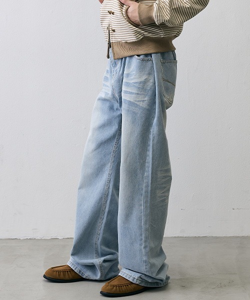 Shoowtime(ショウタイム)の「Vintage Faded Loose Straight Denim / ヴィンテージフェード ルーズストレートデニム(デニムパンツ・メンズ・グレー系/ライトブルー・LARGE/MEDIUM/X-LARGE/SMALL)」の6枚目の写真