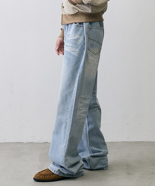 Shoowtime(ショウタイム)の「Vintage Faded Loose Straight Denim / ヴィンテージフェード ルーズストレートデニム(デニムパンツ・メンズ・グレー系/ライトブルー・LARGE/MEDIUM/X-LARGE/SMALL)」の7枚目の写真