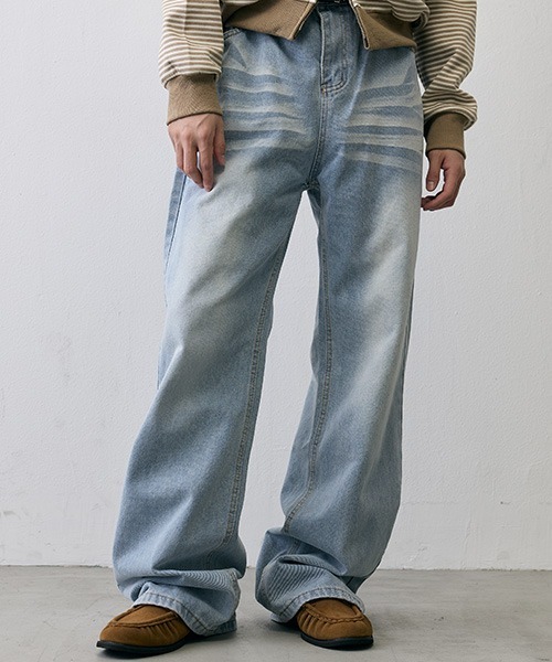 Shoowtime(ショウタイム)の「Vintage Faded Loose Straight Denim / ヴィンテージフェード ルーズストレートデニム(デニムパンツ・メンズ・グレー系/ライトブルー・LARGE/MEDIUM/X-LARGE/SMALL)」の8枚目の写真